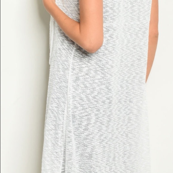 Ivory light slub knit long duster vest - Picture 7 of 8